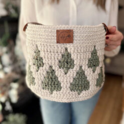 Alternative view of CROCHET PATTERN + VIDEO - Twinkling Trees Mosaic Crochet Baskets — 3 Nesting Sizes storage, gift, plantholder, Charts Included